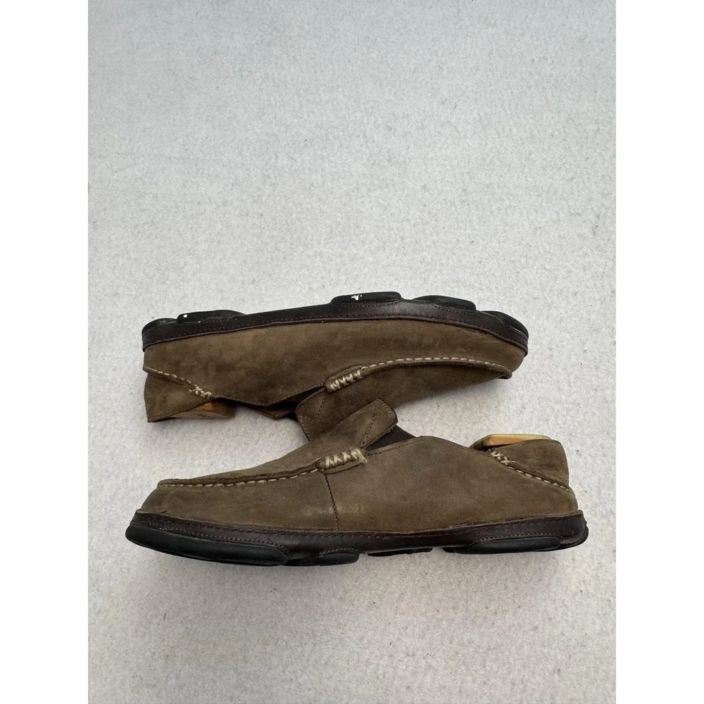 OluKai Moloa Shoes Mens Size 10 Brown Leather Slip On Comfort Loafers Moc